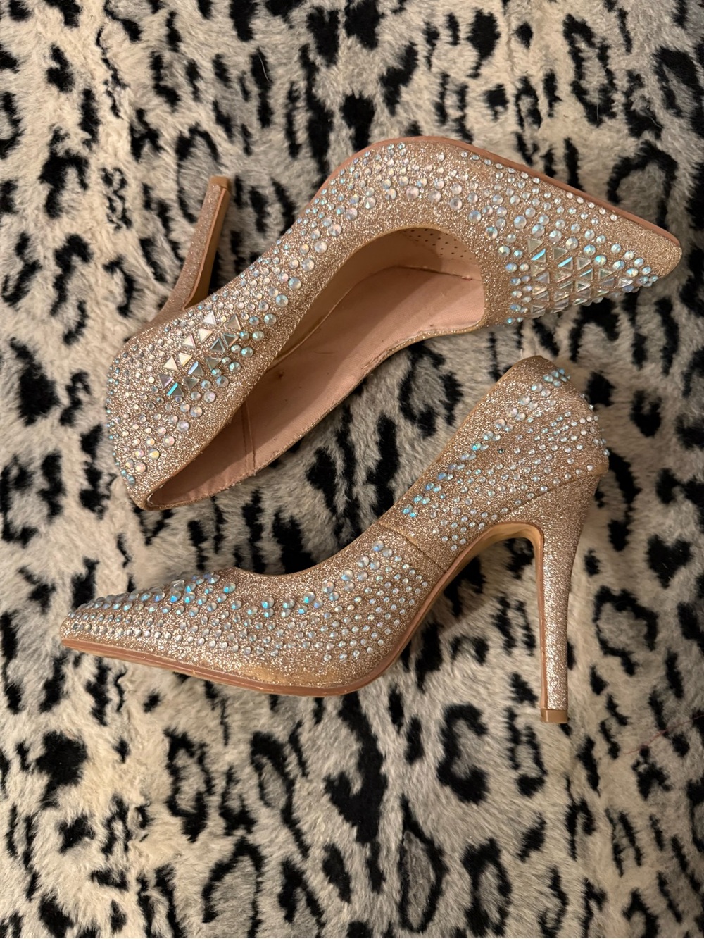 Forever 21 Rose Gold Crystal-Embellished Stiletto Pumps